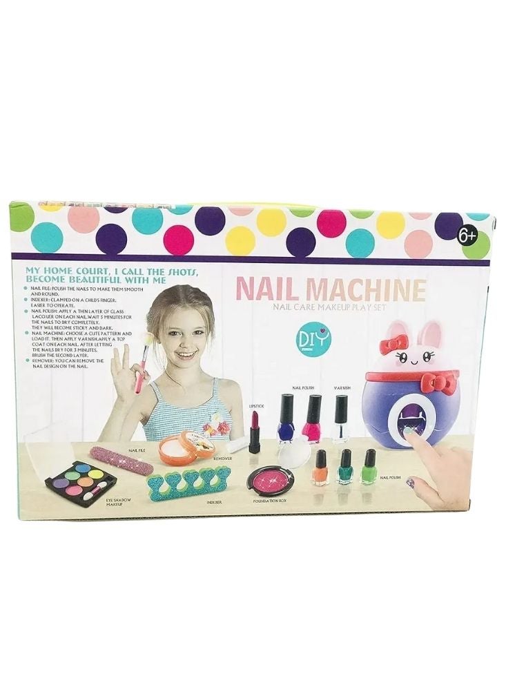 بريميم مجموعة أدوات تزيين الأظافر والمكياج للأطفال، تتضمن جهاز تزيين الأظافر، وفرش، وألوان طلاء الأظافر، وإكسسوارات تجميل – مجموعة لعب إبداعية للتظاهر - Image 2